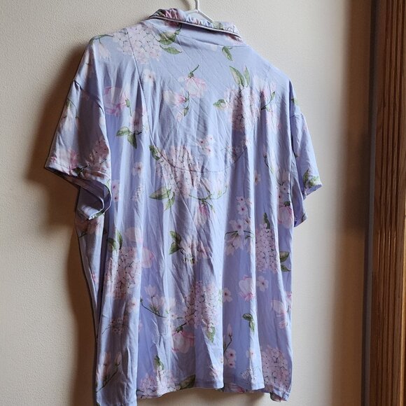 Laura Ashley Purple Floral Button Down Pajama Shirt Size Large - Picture 12 of 14
